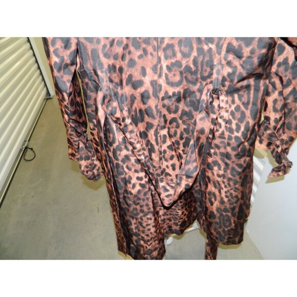 Pamela McCoy Mist Leopard Print Womens Robe Jacket With Tie Waist Size Large - Picture 13 of 16